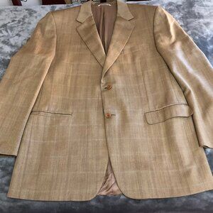Canali Men’s Wool Blazer – 56R – Made in Italy – Brown Plaid Designer Sport Coat